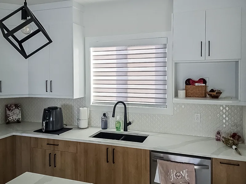 Zebra Blinds in a kitchen